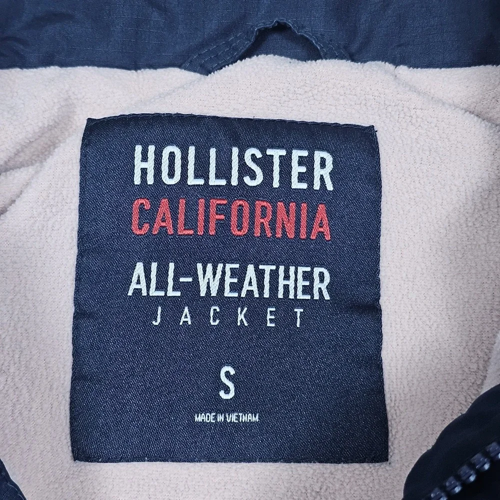 Hollister California All Weather Jacket Womens Small Blue Full Zip Sherpa Hoodie